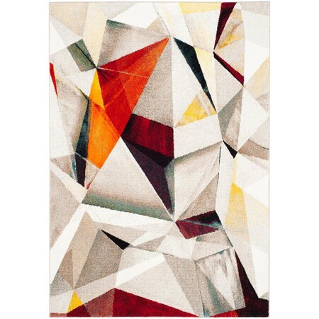 Flowers First 8 x 10 ft. Porcello Power Loomed Area Rug, Light Grey & Orange - Large Rectangle FL1862549